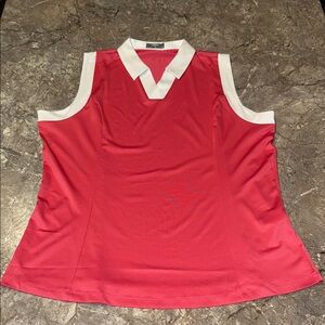 Callaway Red Sleeveless Blouse with White Trim